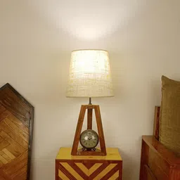 symplify Vantage Brown Wooden Table Lamp with White Jute Lampshade-picture-47