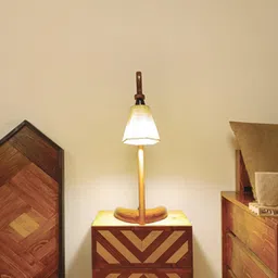 symplify Druid Brown Wooden Table Lamp with White Jute Lampshade-picture-29