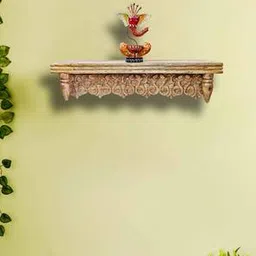 disoo fashions Brown Solid Wood Wall Shelf-picture-2