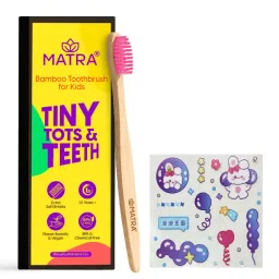 Matra Bamboo Toothbrush for Kids with Cute Stickers - Pink-picture-34
