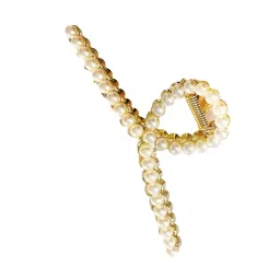 Matra Pearl Hair Clip Clutcher Large Hair Claw Clip White Pearl Beaded Butterfly Clutch-picture-0