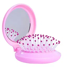 Matra 2-in-1 Foldable Hair Brush with Mirror Compact Pop-Up Pocket Comb & Travel Makeup Mirror-picture-42