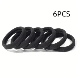 Matra Black Hair Ties Pack Of 6 Soft Elastic Rubber Bands Ponytail Holders For All Hair Types-picture-1