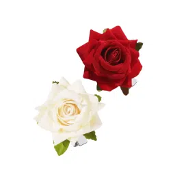 Matra Rose Hair Clip Artificial Flower Accessory Bridal Floral Brooch Pin Bun Braid Juda Red White-picture-32