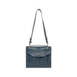 Hidesign FREMONT Women's Blue Baby Croco Leather Casual Satchel Bag-picture-13