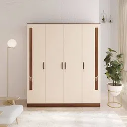 bluewud Andrie Engineered Wood 4 Door Wardrobe in Brown Maple And Beige Finish-picture-13