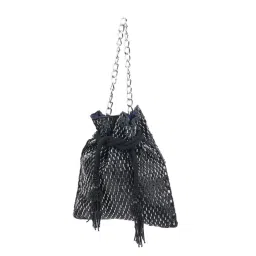 Odette Black Silk Blend Embellished Potli for Women-picture-42