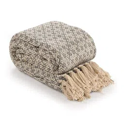 Sashaa World Soft Cotton Throw Blanket for Sofa Bed- Grey-picture-3