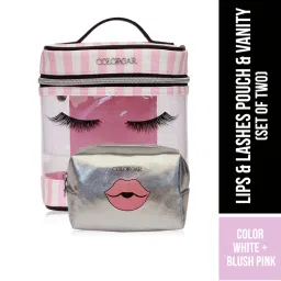 Colorbar Pouch Lips & Lashes Pouch & Vanity (set Of 2) - White + Blush Pink-picture-42