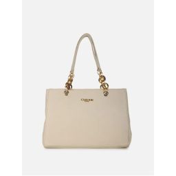 Carlton London Cream Solid Tote Bag with Gold Chain-Link Handles-picture-40