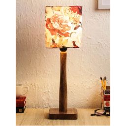 Green Girgit Floral Rose Wooden Lamp-image-11