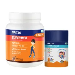 Gritzo Supermilk Daily Nutrition (7-12Y Young Athlete) (Double Chocolate, 1Kg) & Gummies (Orange)-picture-19