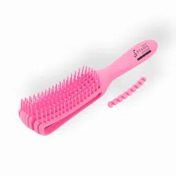 Stasia Street Wet And Dry Hair Detangler Hair Brush With Spacing Clip - Pink-picture-41