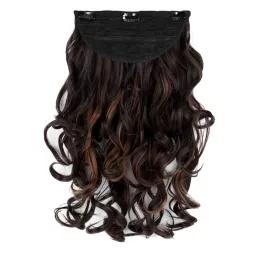 Stasia Street Clip-In 18 Inch Soft Curls Dark Brown Hair Extensions With Copper Highlights-picture-30