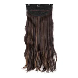Stasia Street Clip-In 24 Inch Crimped Dark Brown Hair Extensions With Golden Highlights-picture-6