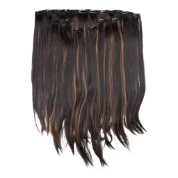 Stasia Street 24Inch 7 Set Clip-In Volumizer Dark Brown Hair Extensions With Golden Brown Highlights-picture-21