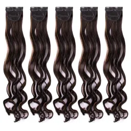 Stasia Street Clip-In 20 Inch Curly Dark Brown Side Patches With Golden Highlights - Set Of 5-picture-4