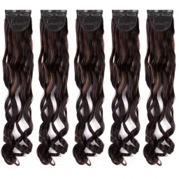 Stasia Street Clip-In 20 Inch Curly Dark Brown Side Patches With Copper Highlights - Set Of 5-picture-2