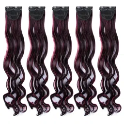 Stasia Street Clip-In 20 Inch Curly Burgundy Side Patches - Set Of 5-picture-44