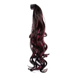 Stasia Street Clip-In 20 Inch Semi Curly Burgundy Ponytail-picture-43
