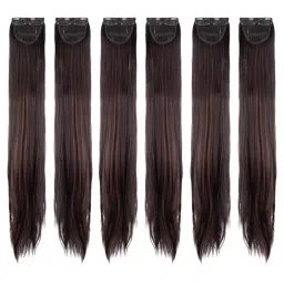 Stasia Street Clip-In 24 Inch Straight Dark Brown Side Patches With Copper Highlights - Pack Of 6-picture-24