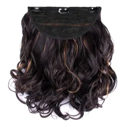 Stasia Street Clip-In 18 Inch Full-Wavy Dark Brown Hair Extensions With Golden Highights-picture-21