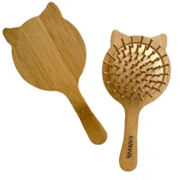 Kayanara Cat Shape Bamboo Bristles Small Wooden Paddle Hair Brush For Kids-picture-0