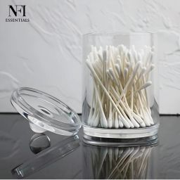 NFI Essentials Clear Cotton Swab Holder Acrylic Q-tip Jar with Lid Bathroom Vanity Organizer-picture-41
