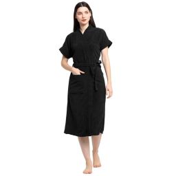 Creeva Black Micro Terry Bath Robe-picture-19