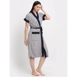 Creeva Grey Dual Tone Micro Terry Bath Robe-picture-32