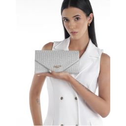 Carlton London Silver Croc-Texture Glitter Envelope Clutch-picture-25