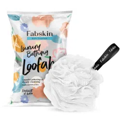 Fabskin Luxury Bathing Round Loofah Bath Sponge - White-picture-1