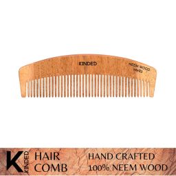KINDED Handmade Oil Treated Wooden Hair Comb - Neem Wood NW83, Regular Tooth-picture-7