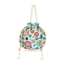 Lavie Jiya Floral Embriodered - Womens Potli (Blue) (Small)-picture-34