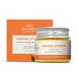 Juicy Chemistry Blood Orange & Rosehip Organic Lip Scrub - For Pigmented Lips-picture-1