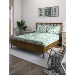 Swayam Green Floral 210 TC Pure Cotton Bedsheet with Pillow Covers-picture-36