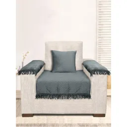 Saral Home Chevron Sofa Cover-1 Seat Cover, 1 Cushion Covers, 2 Arm Covers, Grey (Set of 5)-picture-27
