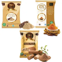 Online Quality Store Kasturi Turmeric Powder, Chandan Powder & Mulethi Powder for Hair & Skin-picture-0
