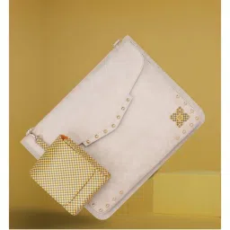 EUME Timeless Collection - Sage Vegan Leather Laptop Messenger Bag - Off White (L)-picture-29