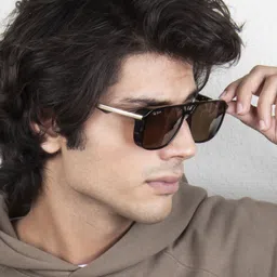 Ted Smith Unisex  Aviator Sunglasses with UV Protected Lens TSS-1261S_BLK-BRN-Brown-44