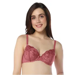 Amante Lace Padded Wired Demi Coverage Sheer Luxe Bra- Pink-picture-40
