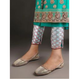 Iconics Women's Gold Shimmering Rhinestone Embellished Ethnic Juttis-picture-30