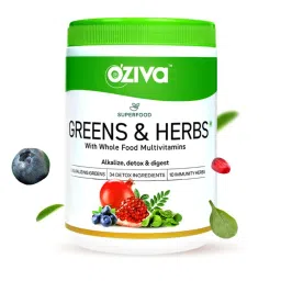 OZiva Superfood Greens & Herbs (Supergreens powder with Chlorella, Spirulina) for Acne & Detox-picture-41