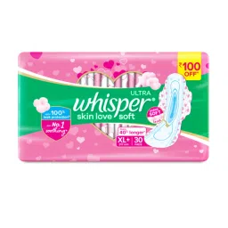 Whisper Ultra Skinlove Soft Sanitary Pads For Women,30 Thin Pads-Xl+,Our #1 Softness,Irritation Free-picture-13