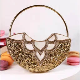 THE TAN CLAN Sasha Brass Clutch With Detachable With Handle-picture-35