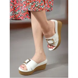 Carlton London White Solid Heel Party Wear Women Wedges-picture-17