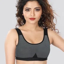 Dermawear SB-1103 Non Padded Wire free Sports Bra - Dark Grey Black-picture-20