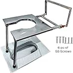 SCS Full Stainless Steel Premium Foldable Shower Bathing Room Wall Mounted Commode Chair/Stool Indian Toilet Seat for Elderly Disabled Patient and Pregnant Women (Weight Capacity-130kg)-24