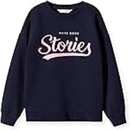 Alan Jones Clothing Cotton Blend Printed Drop Shoulder Crew Neck Sweatshirt For Girls-image-72