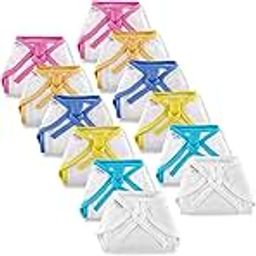 Pom Pom Sweethearts Tie up Nappy For Babies, Reusable, Washable Soft Muslin Cotton Nappy/Langot for New Born Baby | Gentle on Baby Skin | Helps in Potty Training | 6-9 months | Pack of 12 | WCP-17